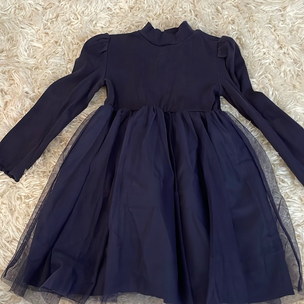 Long sleeve cotton and tulle dress
